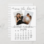 Save The Date Enregistrer la date Mariage noir blanc personnalis (Devant / Derrière)