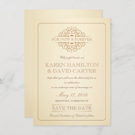 Save The Date Enregistrer la date - Mariage officiel victorien V (Devant / Derrière)