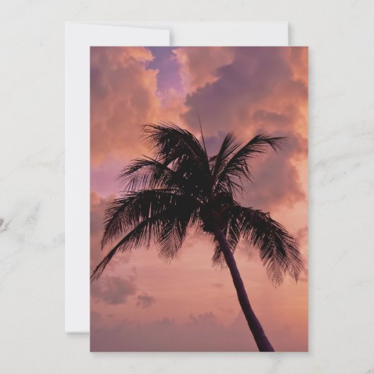 Save The Date Enregistrer la date Mariage Palm Tree Sunset Beach (Dos)