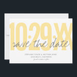 Save The Date Enregistrer la date, mariage, photo au dos<br><div class="desc">Une prise moderne pour un mariage,  sauf la date. Comprend une grande typographie audacieuse mélangée à une courbe dessinée à la main. Cette sauvegarde de la date est entièrement personnalisable. Vous pouvez facilement changer le libellé et les couleurs pour correspondre à votre thème mariage.</div>