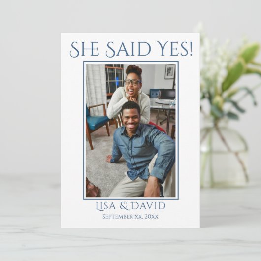 Save The Date Enregistrer la date Mariage photo en bleu Faire-pa (Debout devant)