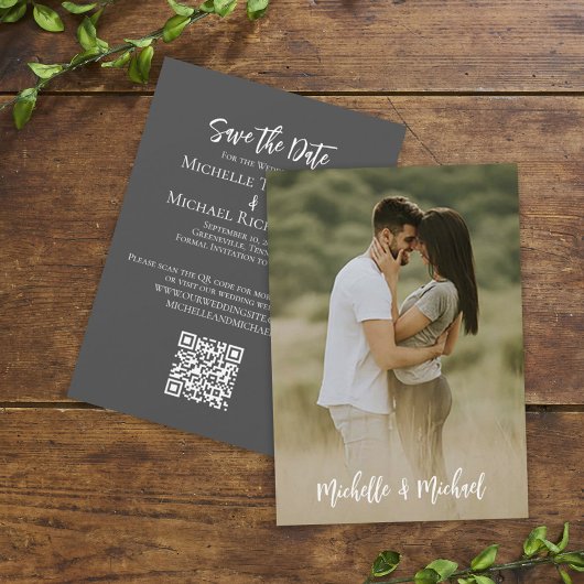 Save The Date Enregistrer la date Mariage Photo Simple Elegant Q