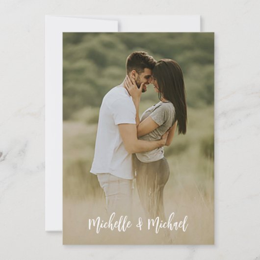 Save The Date Enregistrer la date Mariage Photo Simple Elegant Q (Devant)