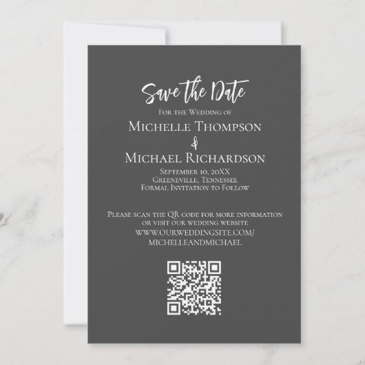 Save The Date Enregistrer la date Mariage Photo Simple Elegant Q (Dos)