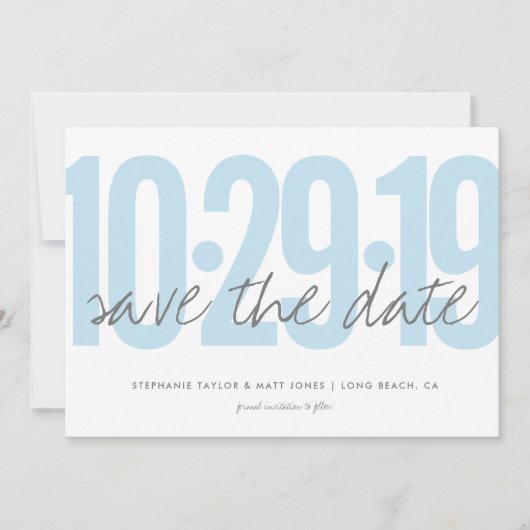 Save The Date Enregistrer la date, mariage, photo sur le dos, bl (Devant)