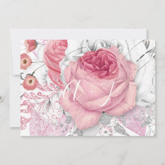 Save The Date Enregistrer la date Mariage Rose de mariée Monogra (Dos)