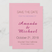 Save The Date Enregistrer la date Mariage rose élégante calligra (Devant / Derrière)