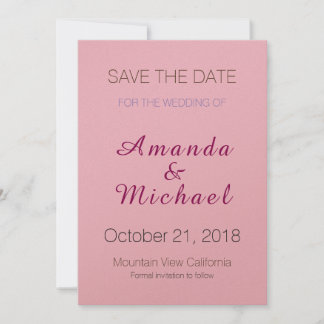 Save The Date Enregistrer la date Mariage rose élégante calligra