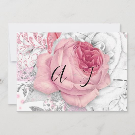 Save The Date Enregistrer la date Mariage Rose  PinK Blanc (Dos)