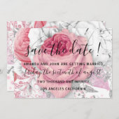 Save The Date Enregistrer la date Mariage Rose  PinK Blanc (Devant / Derrière)
