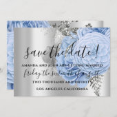 Save The Date Enregistrer la date Mariage Roses de mariée Silver (Devant / Derrière)