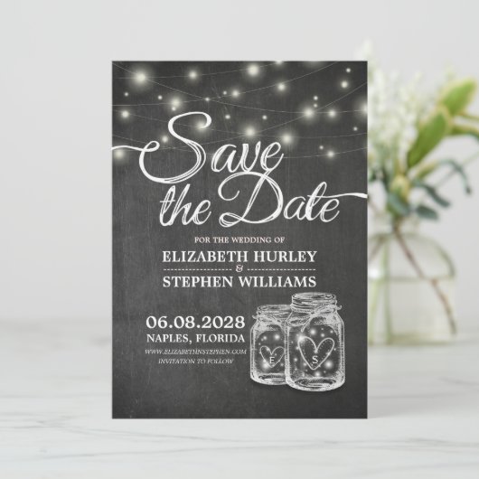 Save The Date Enregistrer La Date Mason Jar Chaîne Lights (Debout devant)