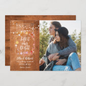 Save The Date Enregistrer la date Mason Jar String Lights Rustic (Devant / Derrière)
