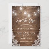 Save The Date Enregistrer La Date Mason Jars Éclairage Dentelle  (Devant)