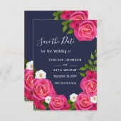 Save The Date Enregistrer la date Midnight Blue & Rose (Devant / Derrière)
