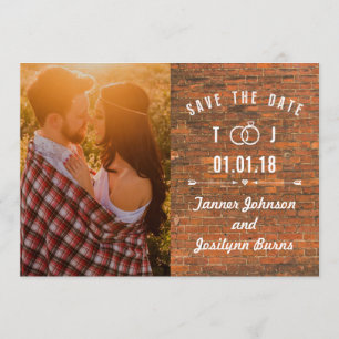 Save The Date Enregistrer La Date Modern Brick Wall Photo