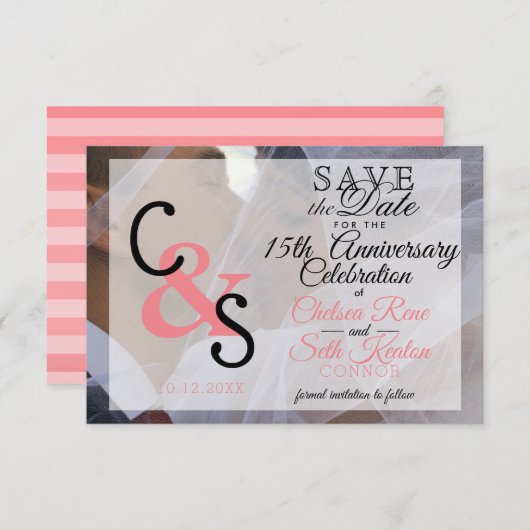 Save The Date Enregistrer La Date Moderne Jour Anniversaire Amou (Devant / Derrière)