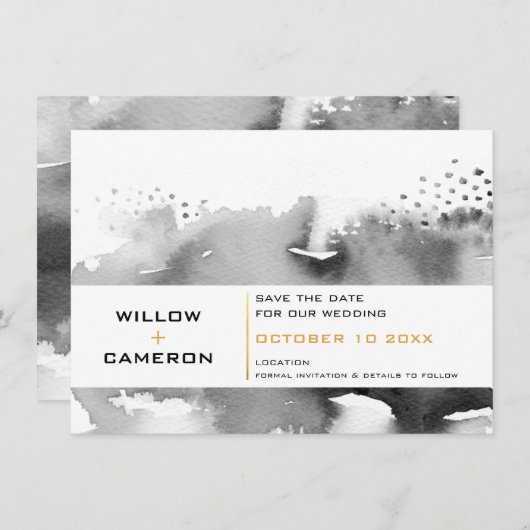 Save The Date ENREGISTRER LA DATE moderne minimum aquarelle or n (Devant / Derrière)