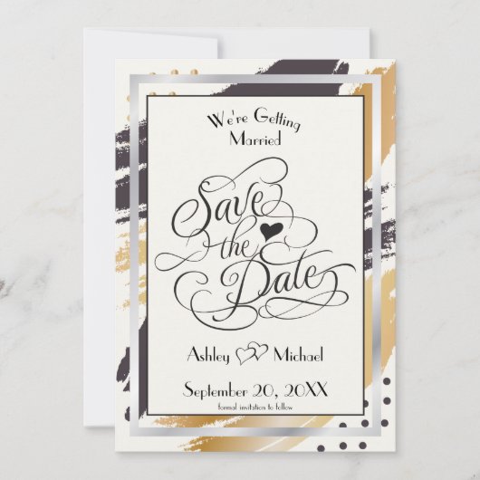 Save The Date Enregistrer la date Moderne Peinture Strokes et Ty (Devant)