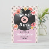 Save The Date Enregistrer la date musique disque mariage floral  (Debout devant)