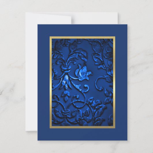 Save The Date Enregistrer la date Navy Blue Damask avec n'import (Devant)