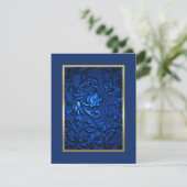 Save The Date Enregistrer la date Navy Blue Damask avec n'import (Debout devant)