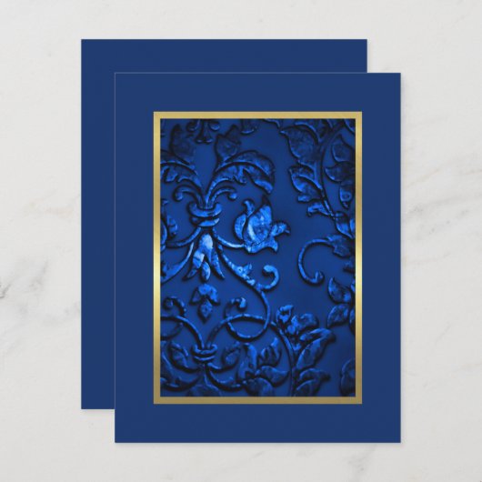 Save The Date Enregistrer la date Navy Blue Damask avec n'import (Devant / Derrière)