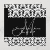 Save The Date Enregistrer la date Noir Damask Monogramme (Devant / Derrière)