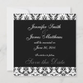 Save The Date Enregistrer la date Noir Damask Monogramme (Dos)