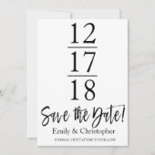 Save The Date Enregistrer la date noir et blanc Script moderne (Devant)