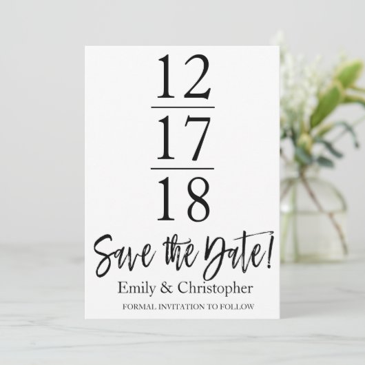 Save The Date Enregistrer la date noir et blanc Script moderne (Debout devant)