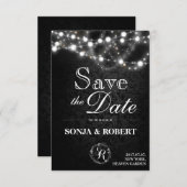 Save The Date Enregistrer la date - Noir gothique avec lumières  (Devant / Derrière)