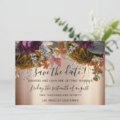 Save The Date Enregistrer La Date Or Floral Rose Automne (Debout devant)