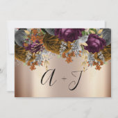 Save The Date Enregistrer La Date Or Floral Rose Automne (Dos)