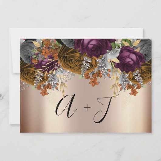 Save The Date Enregistrer La Date Or Floral Rose Automne (Dos)