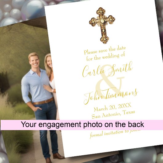 Save The Date Enregistrer la date Ornate Bijoux Croix d'or photo
