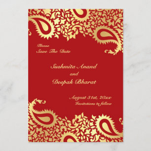 Save The Date Enregistrer la date Paisleys Elegant Indian Flat C