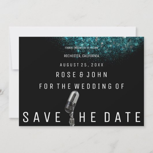 Save The Date Enregistrer la date Parties scintillant Bleu Océan (Dos)