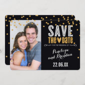 Save The Date ENREGISTRER LA DATE parties scintillant d'or confe (Devant / Derrière)