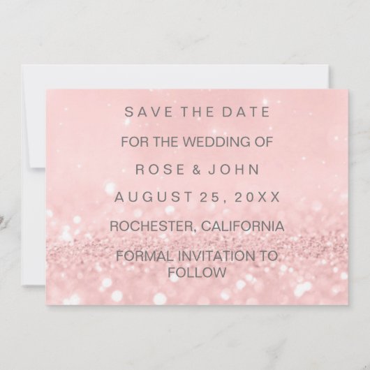 Save The Date Enregistrer la date Parties scintillant rose rose  (Dos)