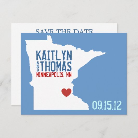 Save The Date Enregistrer la date - Personnalisable - Minnesota (Devant / Derrière)