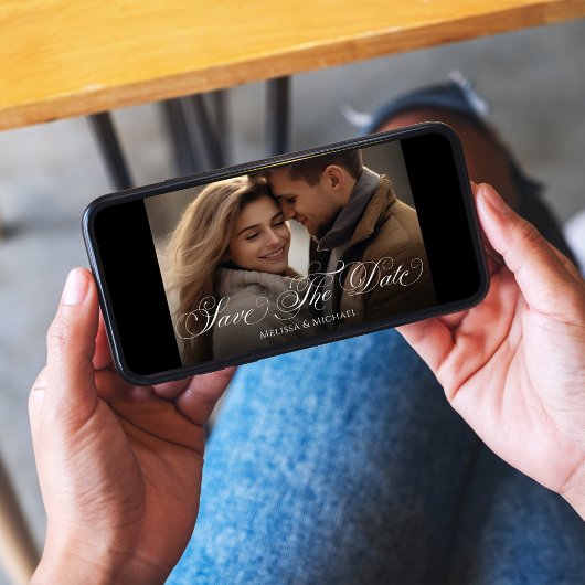 Save The Date Enregistrer la date Photo Classy Calligraphy Scrip