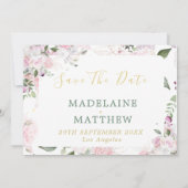 Save The Date Enregistrer La Date Photo Gold Floral Rose Mariage (Dos)