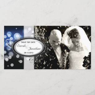 Save The Date Enregistrer la date Photo Mariage Card Blue Bright