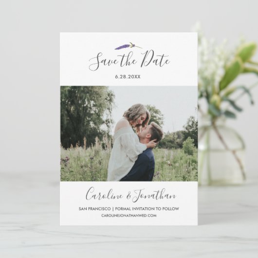 Save The Date Enregistrer la date Photo Plutôt Violet Lavande Fl (Debout devant)