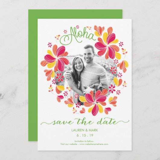 Save The Date Enregistrer la date - Photo, Tropical, Hawaiian, Î (Devant / Derrière)