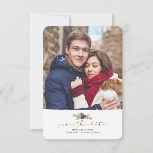 Save The Date Enregistrer La Date Pine Cône & Boughs Mariage D'H (Devant)