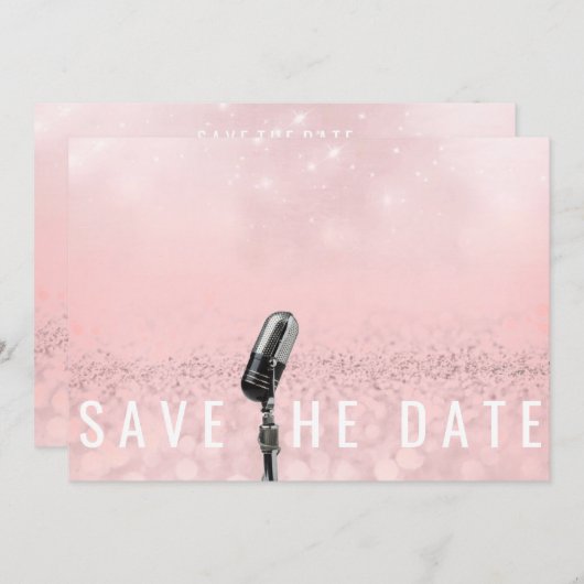 Save The Date Enregistrer la date Pink Blush Rose Parties scinti (Devant / Derrière)