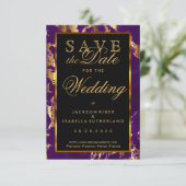 Save The Date Enregistrer la date Plum violet et or marbre 2 (Debout devant)