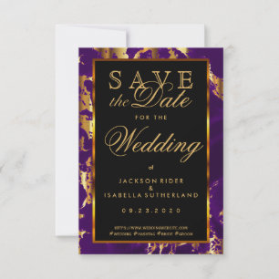 Save The Date Enregistrer la date Plum violet et or marbre 2
